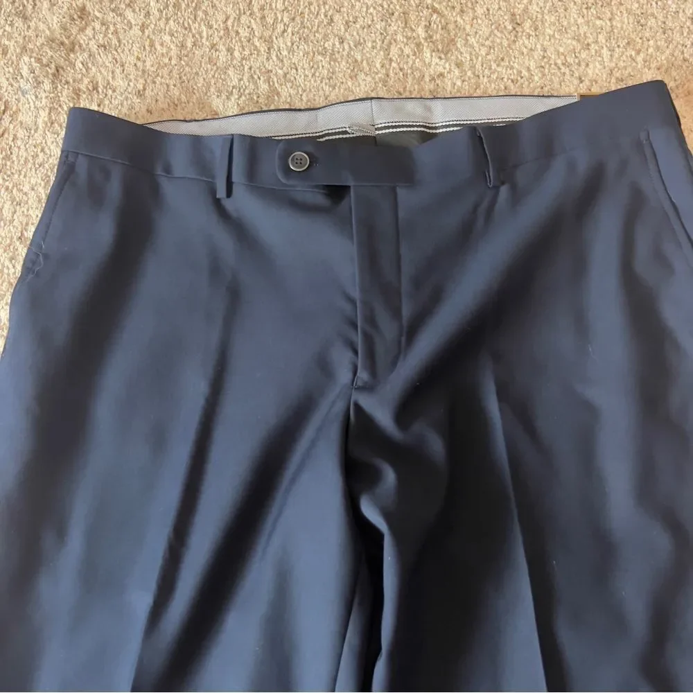 Pierre Loren Mens Navy Blue 2 Piece Suit 42S 39 Waist Notch Lapel Style S61652‎